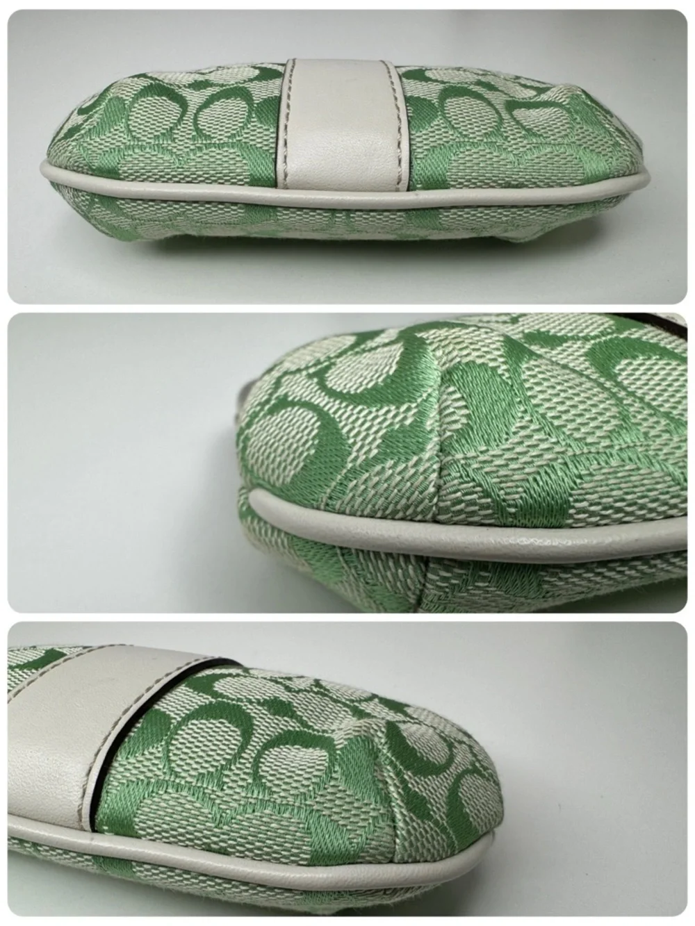 Coach Y2K Signature C Green Fabric Kisslock Coin Purse Bag